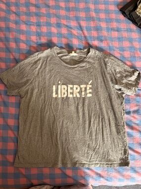 Sezane Liberté T-shirt Mottled Grey / Ecru - Size XL